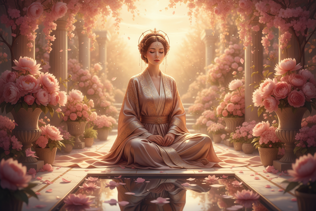 inner peace, woman elegant, gold, rose